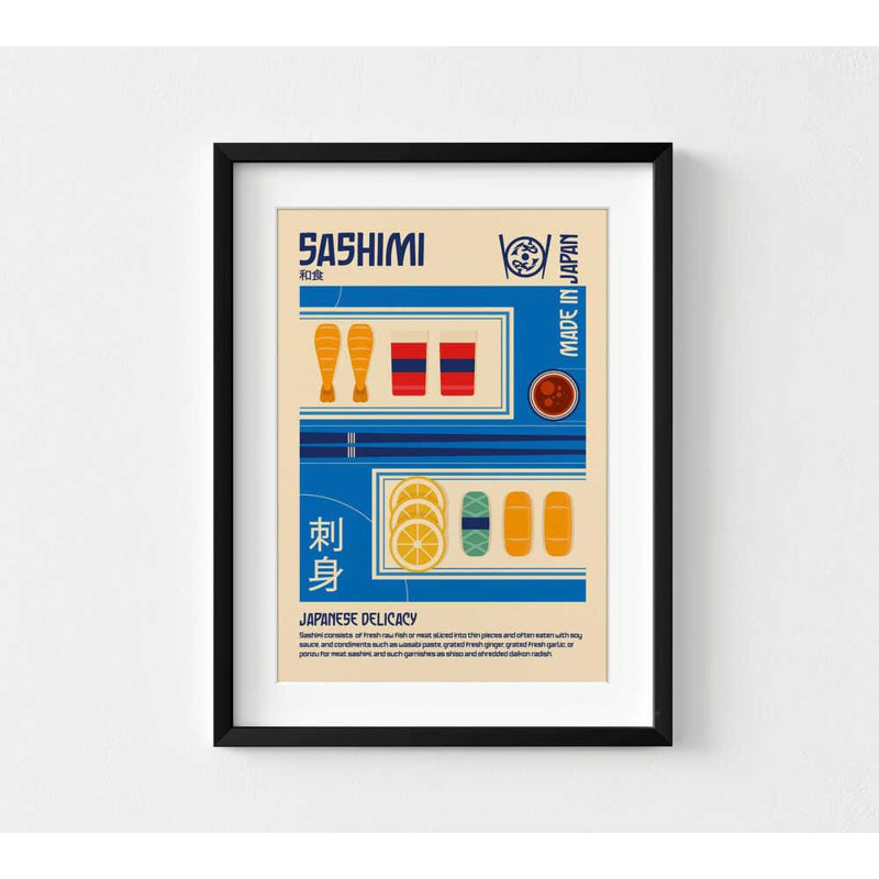 Affiche de Sashimi - impression d'art culinaire japonais moderne, H 56 po x l 42 po, Impression sans cadre, Ne s’applique pas