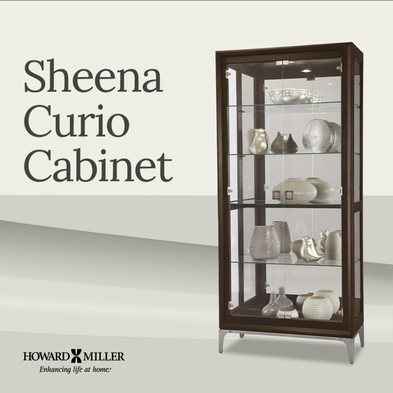 Sheena Lighted Curio Cabinet, Aged Mocha