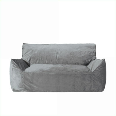 Oversized 2 Seater Large Bean Bag Chair for Adults, Comfy Foam Filled Bean Bag Couch with Armrests, Removable Washable Cover |Velvet|Charcoal Gray