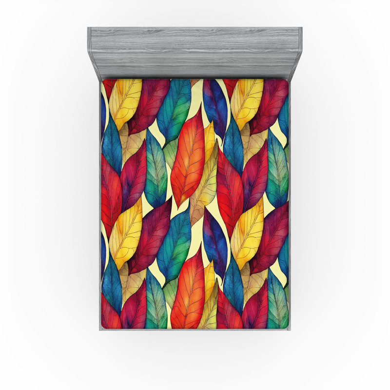 Drap-housse à motif floral Ambesonne, Crème, bleu / floral, Drap-housse de taille double