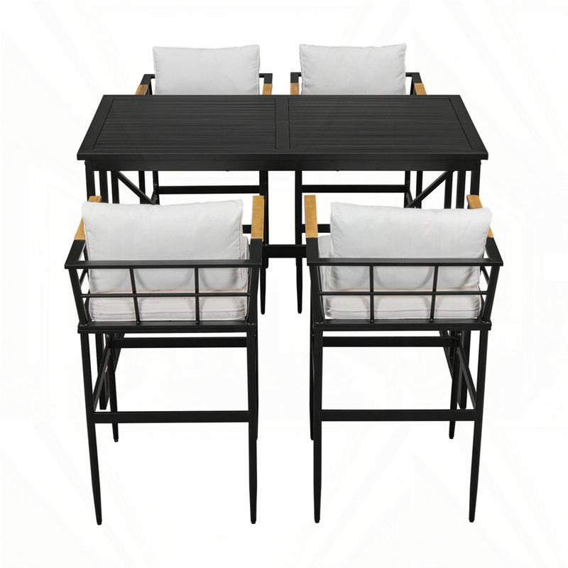 Ensemble repas d'extérieur en fer, Beige