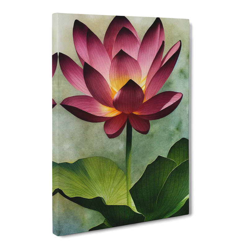 Watercolour Lotus Flower - Wrapped Canvas, 76cm H x 50cm W x 3cm D