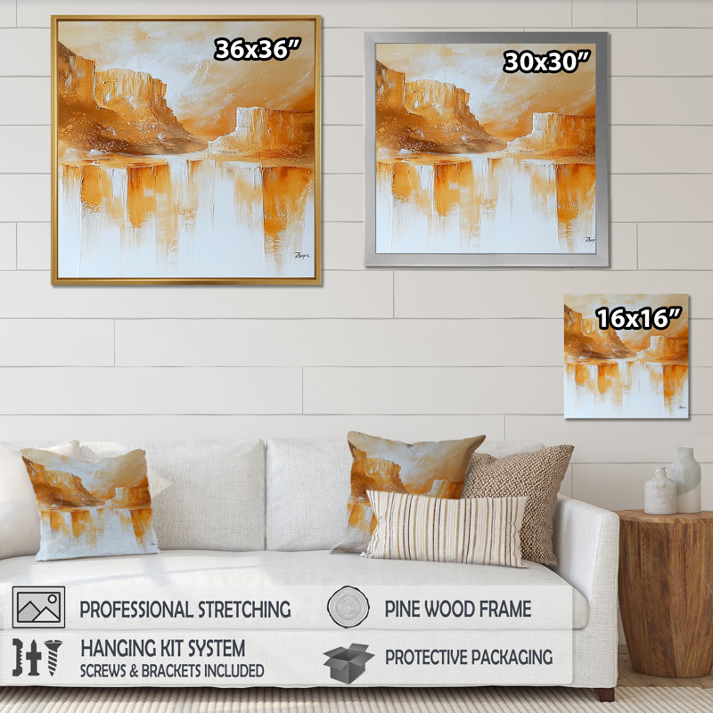 «Minimal Watercolor Canyon Majesty - Canyon & Desert», reproduction sur toile, 16" H x 16" W, Brun