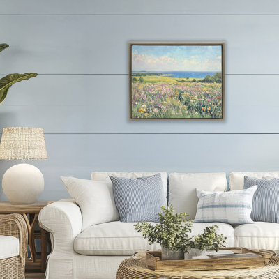 Cadre flottant Lilac Coast Seascape, design par Petal Prints Design