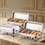Ensemble de chafing dishes pour buffet, chafing dish de 9 pintes en acier inoxydable, idéal pour les banquets, fêtes et mariages. Présentoir rectangulaire avec 6 demi-plats, porte-combustible et support pliable.
