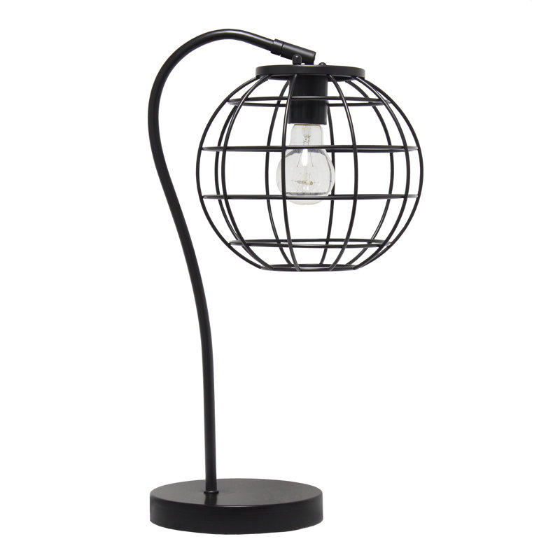 Lampe de bureau Bobbie en métal arqué, noir onyx, 51 cm de hauteur
