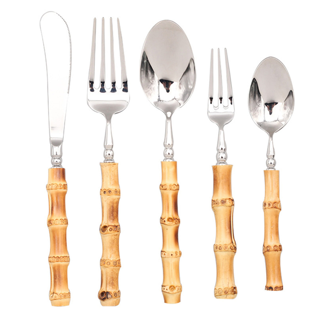 Bay Isle Home™ 20 Piece Bamboo-Handled 304 Stainless Steel Flatware Set ...