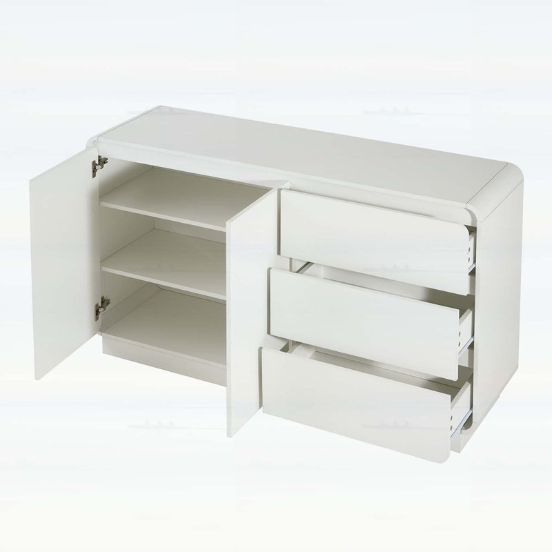Modern Sideboard Storage Cabinet with 2 Doors and 3 Drawers, White