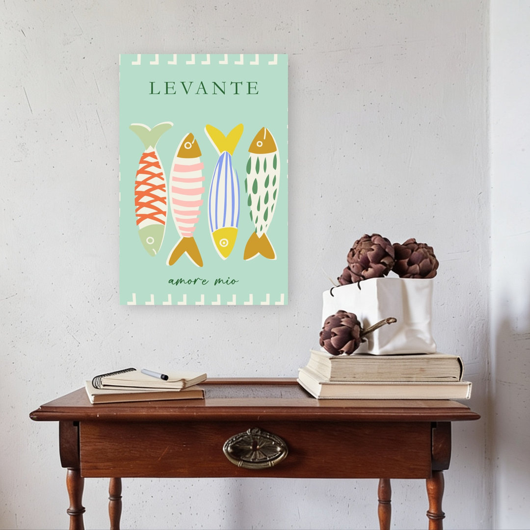 Colorful Mediterranean Sardines Colorful Playful Fish Coastal Ocean Wall Art Print