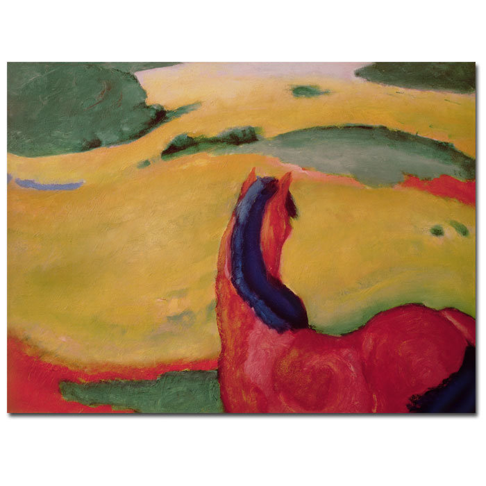 Large Multicolor Canvas Art of Horse in Vibrant Landscape