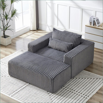 Sofas |  Modern Corduroy Sleeper Sofa with Removable Footrest, No Assembly | Living Room Bedroom | Light Gray | Corduroy