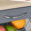Chariot mobile pour îlot de cuisine avec tiroir et panier en dessous, gris roulant et panier de rangement