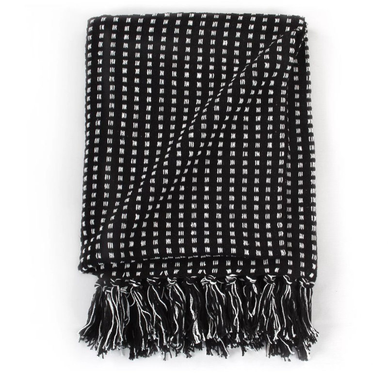 Chouhan Knitted Throw Blanket, Black, W160 x L210cm