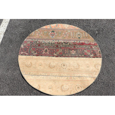 Tapis turc en laine Oushak fabriqué à la main avec une esthétique antique dans un motif de cercle oriental