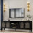 Eesa  TV Stand With Fluted Glass Doors, 2 Drawers And 2 Cabinets-500621077