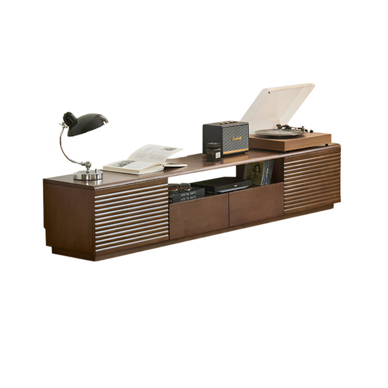 Meuble télé avec tablettes ouvertes, H 13,78 po x L 70,86 po x l 14,96 po