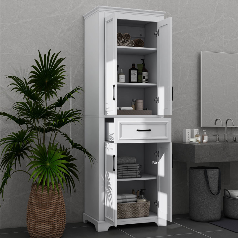 70.8-Inch Stand-Alone Bathroom Vanity, 4 Doors & 1 Drawer, Space-Efficient Storage With Movable Shelves, Soft-Close Hinge Doors