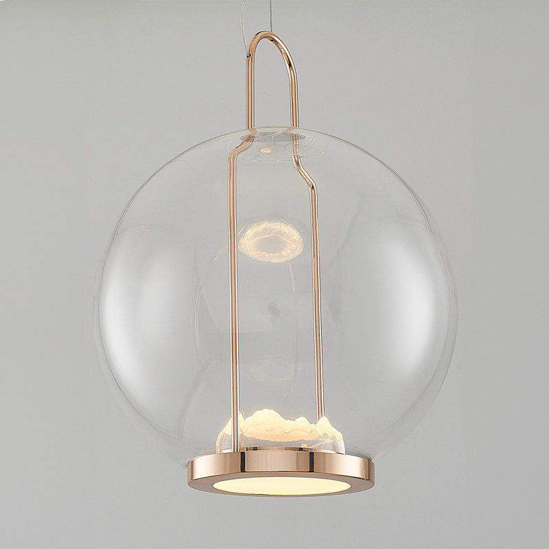 Lustre à DEL jaune élégant, structure en métal, 16 W, 3 000 K, 1 600 lumens | Diamètre: 13,8 po, hauteur: 47,2 po | Longueur réglable, DEL intégrée | Parfait pour la salle à manger et les décors modernes, élégant et écoénergétique