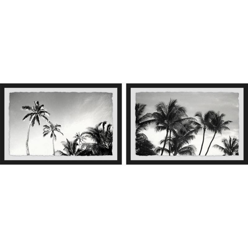 Palm Views Diptych par Morgan Hartley - ensemble de 2 reproductions de photos encadrées, H 30 po x l 45 po x P 1,5 po