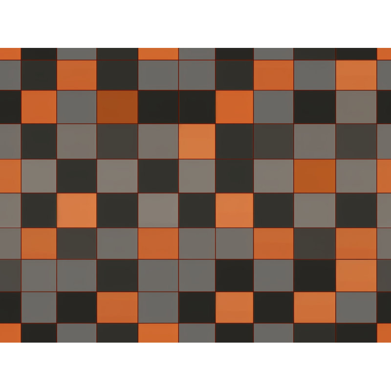 Machine Printed Comforter, Queen Comforter, Gray/Orange Checkered