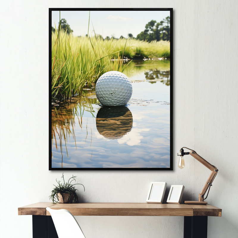 Badalucco Minimalisme Golf Tees VII - Golf, art mural, Cadre flottant noir, H 32 po x l 24 po x P 1 po