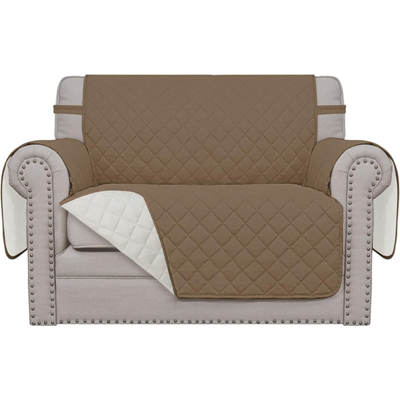 Housse pour canapé réversible, Tissu brun clair / ivoire, H 4,33 po x l 11,73 po x P 11,93 po
