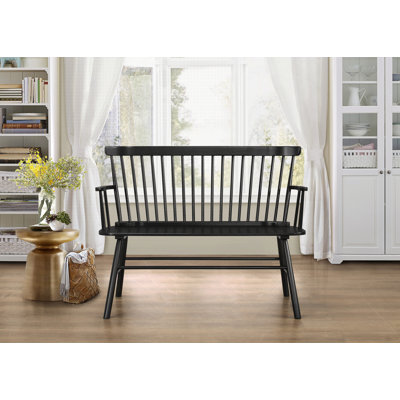 Banc à dossier en bois décontracté avec accoudoirs Casual Farmhouse