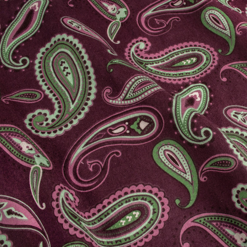 Blue Nile Mills Paisley 100% Cotton Flannel Deep Pocket Sheet Set, Twin XL Sheet Set with 1 Pillowcase, Purple