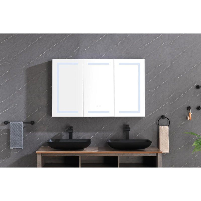 48"X30" LED Mirror Medicine Cabinet With Lights,Dimmer,Defogger,Clock,Temp Display And USB