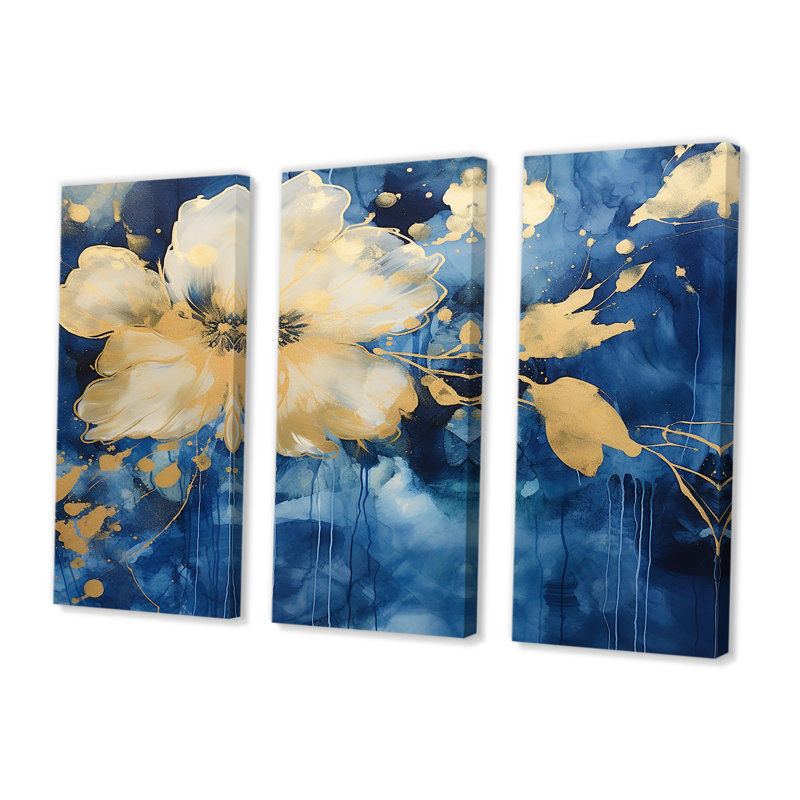 «Xandra - Buttercups», ensemble d'art mural, Toile tendue, H 40 po x l 60 po x P 1 po