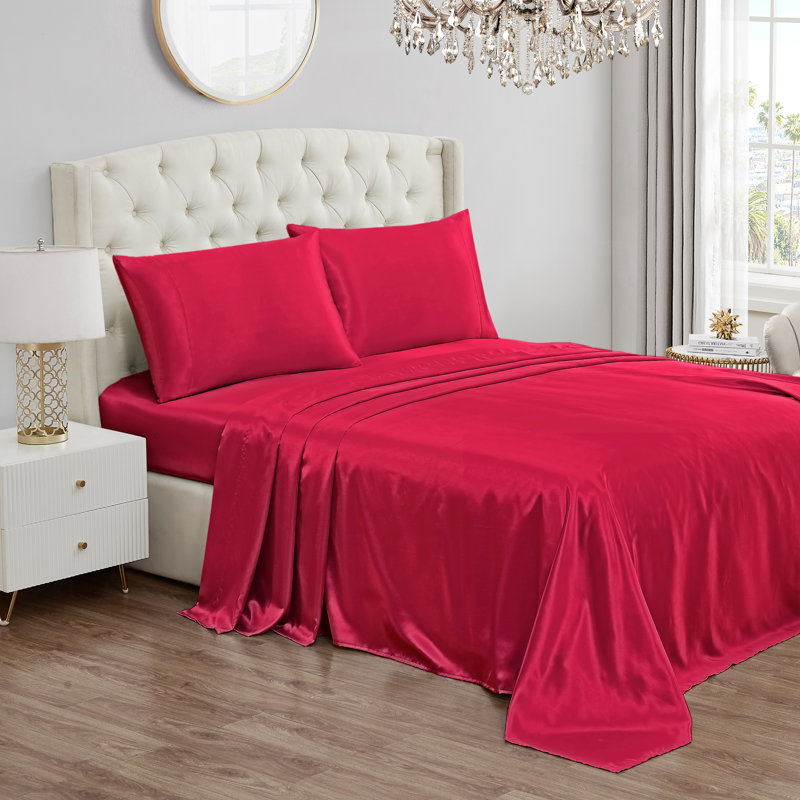 Juicy Couture Premium Silky Satin Sheet Sets, Twin XL Sheet Set with 1 Pillowcase, Hot Pink