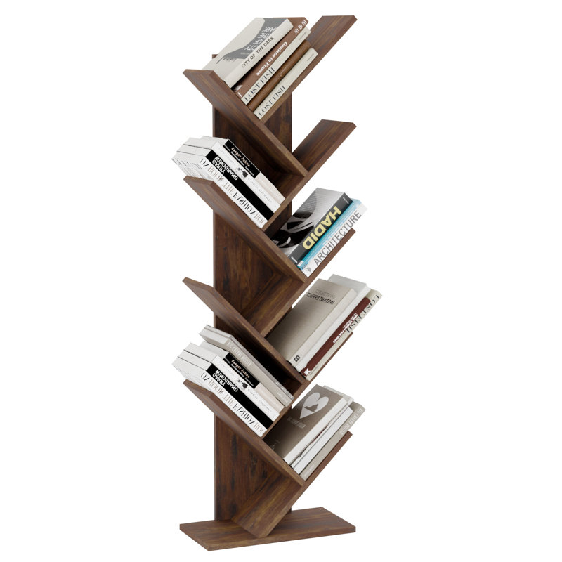 Troy 127cm H x 40cm W Geometric Bookcase, Brown