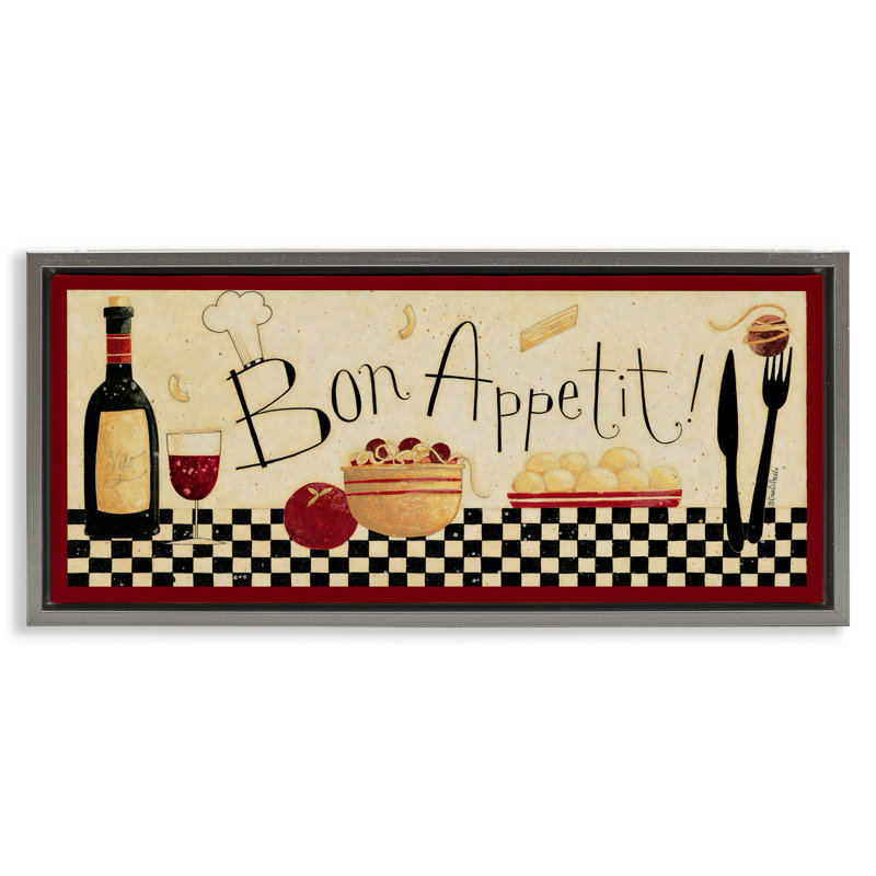 Art mural encadré «Bon Appetit Traditional Kitchen» par Dan Dipaolo kwp-939, Cadre flottant gris lustré, H 14 po x l 31 po