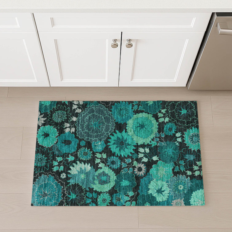Machine Washable Indoor/Outdoor Efimenko ACN2295 Floral Rug
