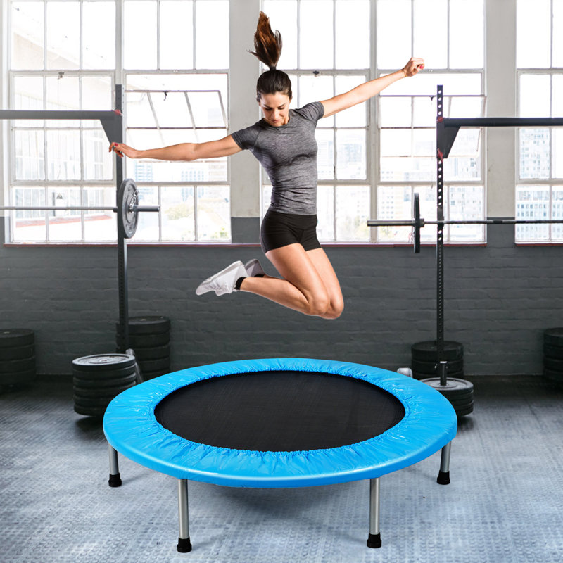 Gymax Round Fitness Trampoline, Blue