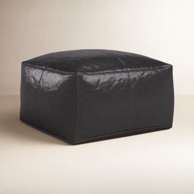 Emily 22" Genuine Leather Pouffe