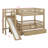 Twin Over Twin Bunk Bed With Storage Staircase, Solid Wood Bunk Bed Frame With Slide And 2 Drawers-119619591