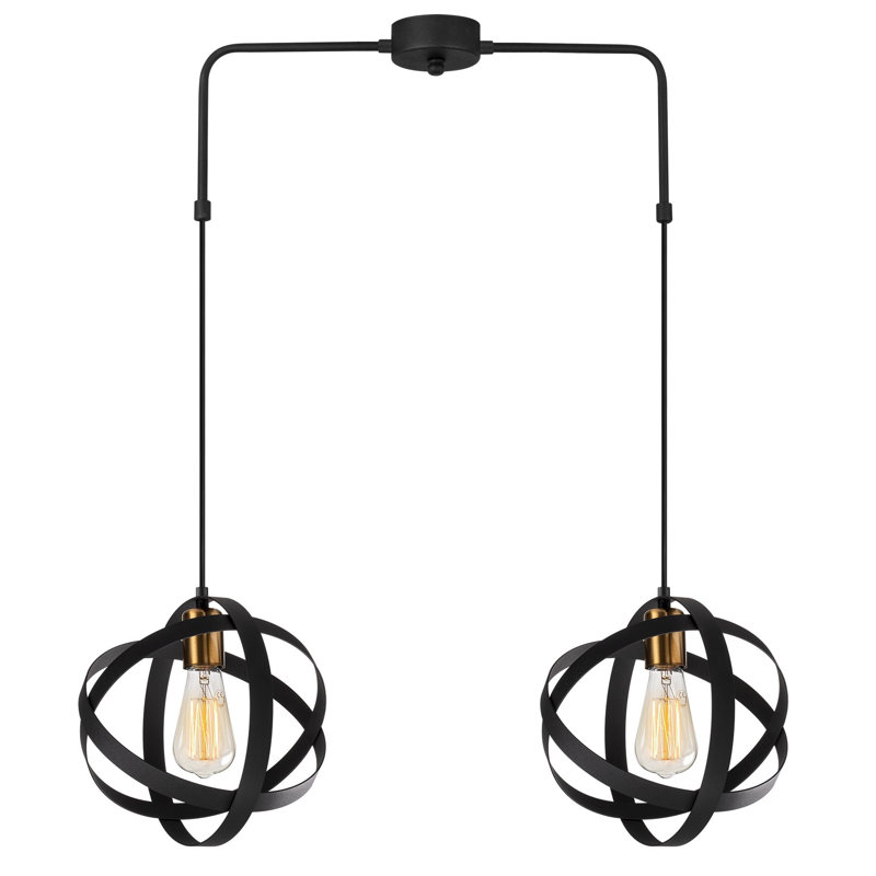 Luminaire suspendu géométrique 1 lumière Kason, Noir/bronze, 2 lumières