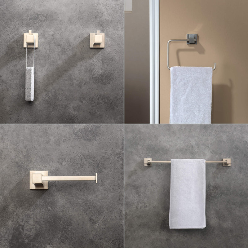 Cube 5 - Piece Bathroom Hardware Set, Brushed Nickel