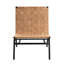 Élégante chaise d'appoint en cuir brun - siège en tissage de panier et fabrication de style Mid-Century moderne avec mousse à dossier tissé
