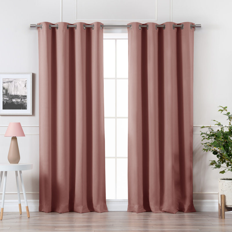 Schaeffer Solid Blackout Thermal Grommet Curtain Panels, 52" W x 96" L, Mauve