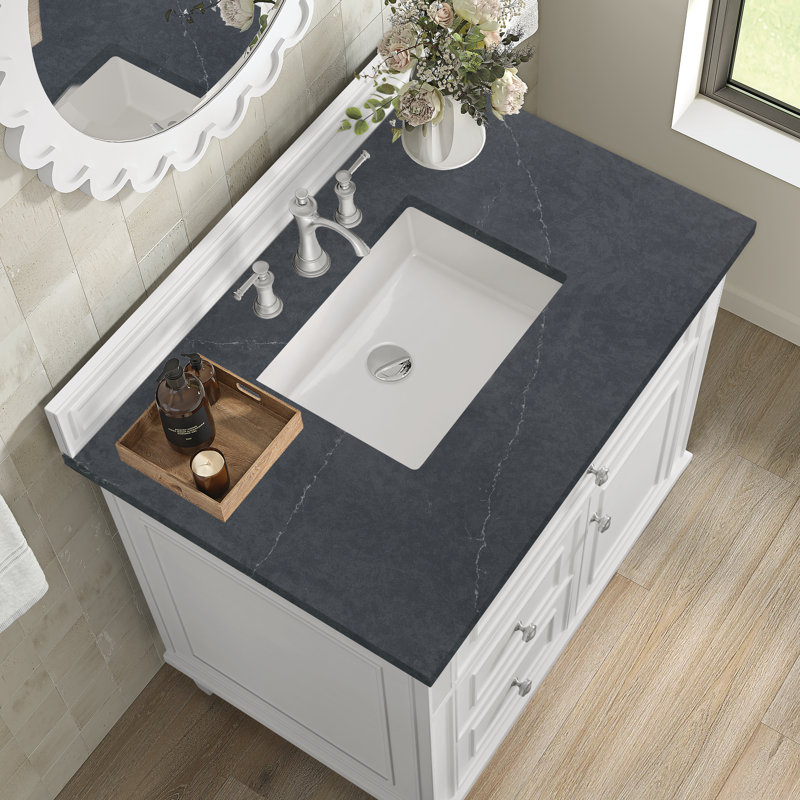 Lorelai 36'' W Single Vanity, Charcoal Soapstone, Bright White, 8" Widespread