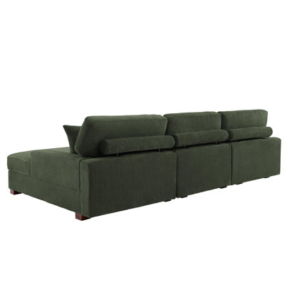 Milbrey 3-Piece Corduroy Modular Sectional with Loose Back
