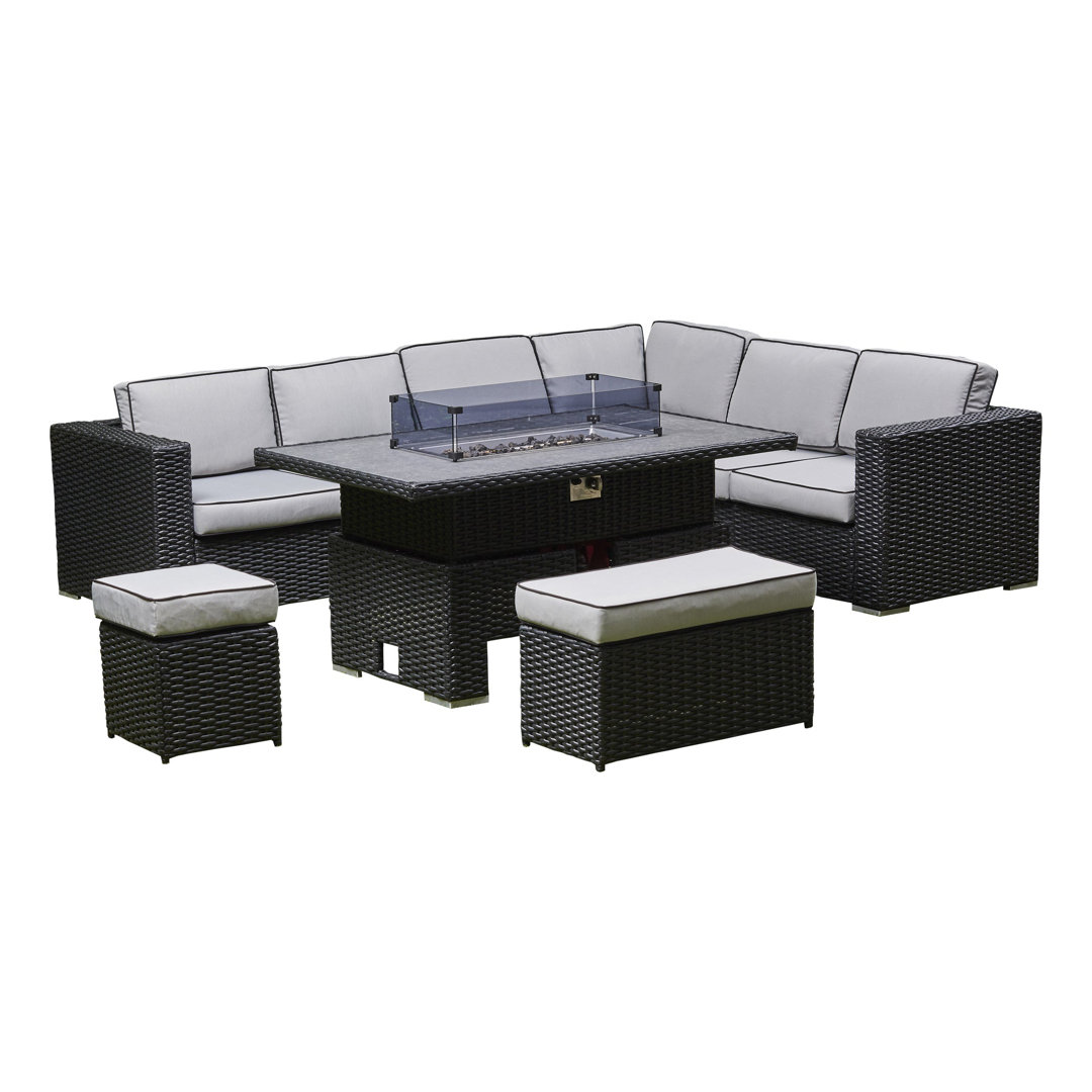 Malibu Rattan Garden Furniture 8 Seater + Fire Pit