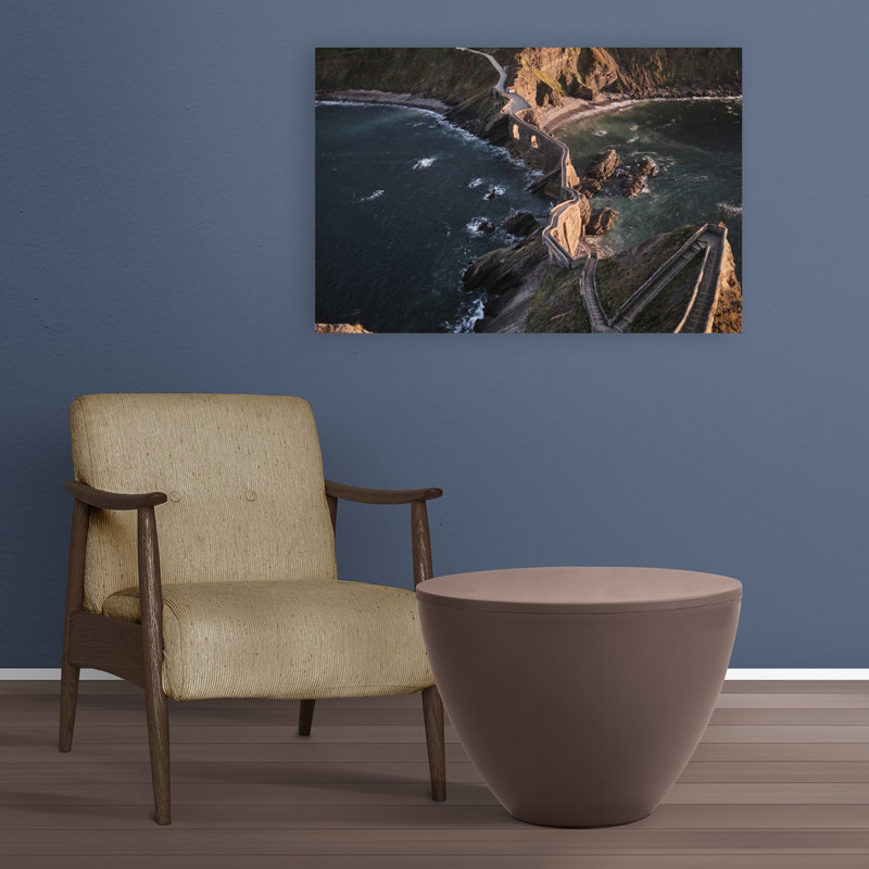 Winding Coastal Path Dramatic Abstract Contemporary Architecture Coastal Wall Art Print 1 Piece Wrapped Canvas Wall Art