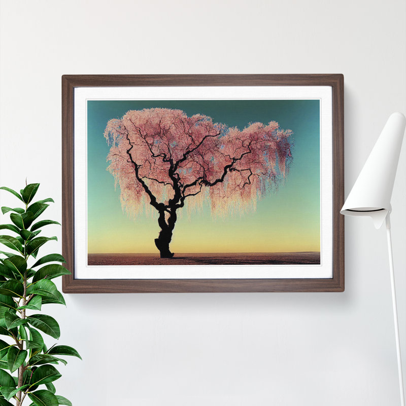 Evocative Weeping Willow Tree - Framed Print, 25cm H x 34cm W x 2cm D, Walnut