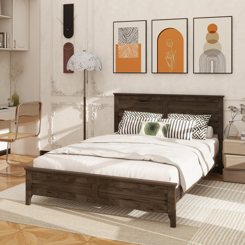 Lit plateforme en bois massif Ghiwa, Grand, Espresso