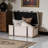 Iridium Storage Trunk in Vintage Weathered White Canvas, 15.83" H X 31.56" W X 15.93" D