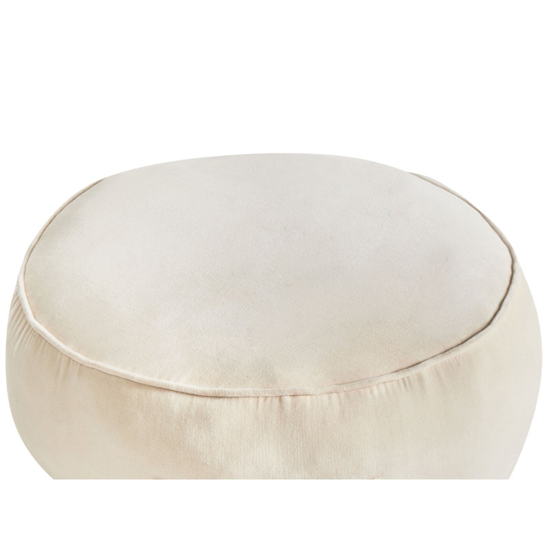 60cm Wide Round Solid Colour Pouffe Ottoman, Beige