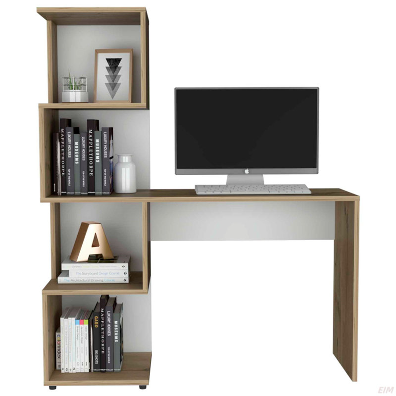 Bureau avec bibliothèque et 4 tablettes de rangement (bureau)